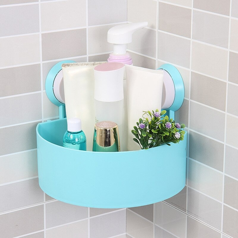 Storage Kitchen Corner Organizer Bathroom Shower Wall Shelf With Suction Cups