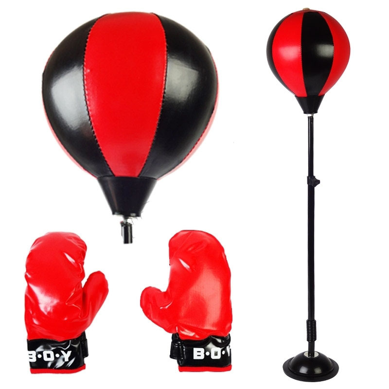 Punch Ball Set Children Boxing Punch Bag Adjustable Portable With Gloves For Kids