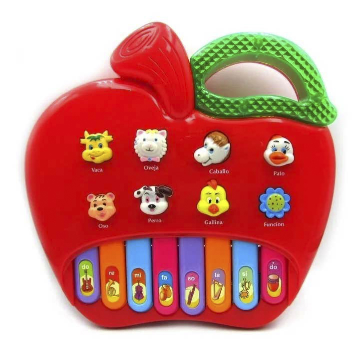 Apple Piano Learning Machine 3D Press Button Fruit Music Light Kids Play Set Simulation Toy