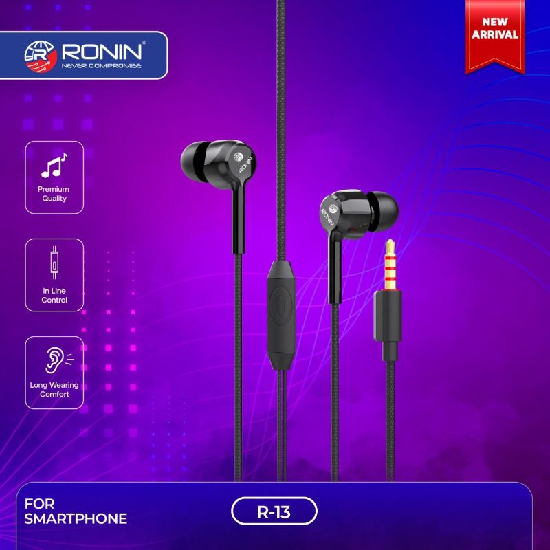 Ronin R13 / R-13 HD Sound Super bass Stereo Sound 100% ORIGINAL Handsfree earphones