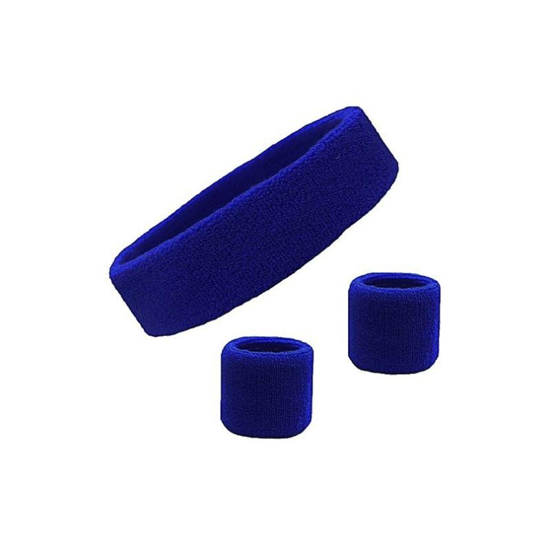 3 Pieces bands Set, Includes Sports Headband and Wrist bands for Athletic Men and Women - Blue