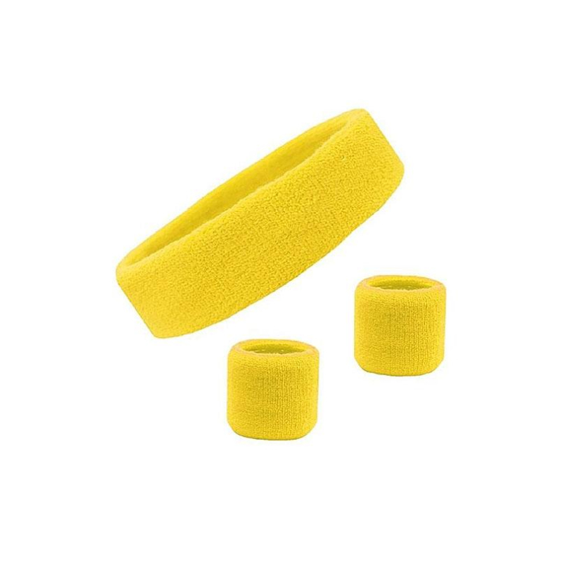 3 Pieces bands Set, Includes Sports Headband and Wrist bands for Athletic Men and Women - Yellow