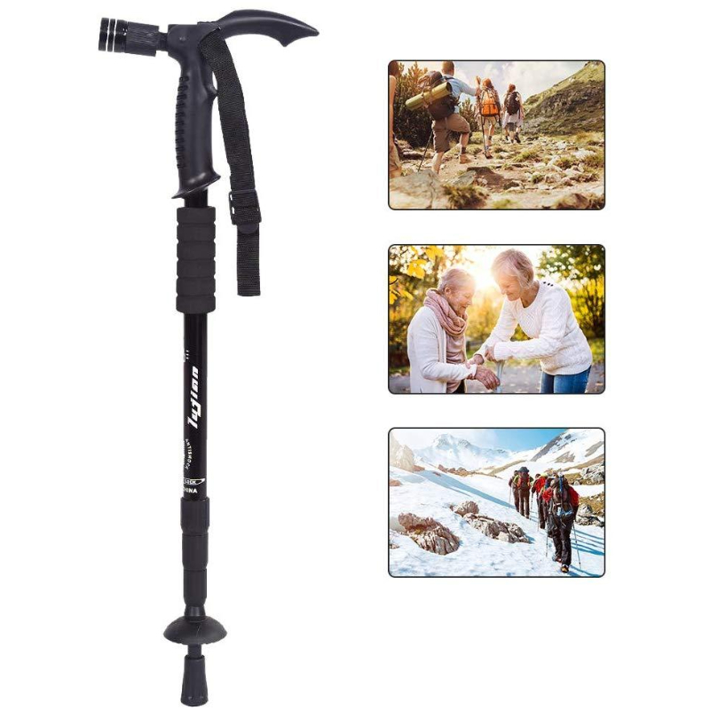 Adjustable Crutches, Elderly Walking Stick with LED Lighting Telescopc Height Adjustable Crutches Led-Light Trekking Pole Hiking Walking Sticks