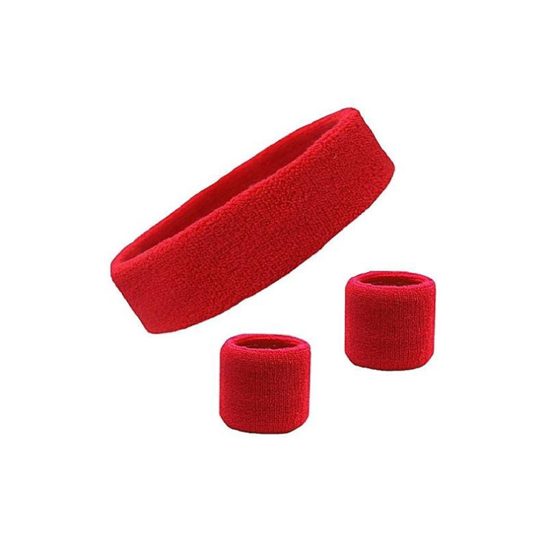 3 Pieces bands Set, Includes Sports Headband and Wrist bands for Athletic Men and Women - Red