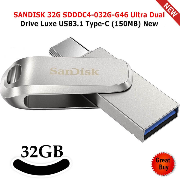 32GB Sandisk Ultra Luxe Dual Drive USB OTG Type-C 3.1 Speed