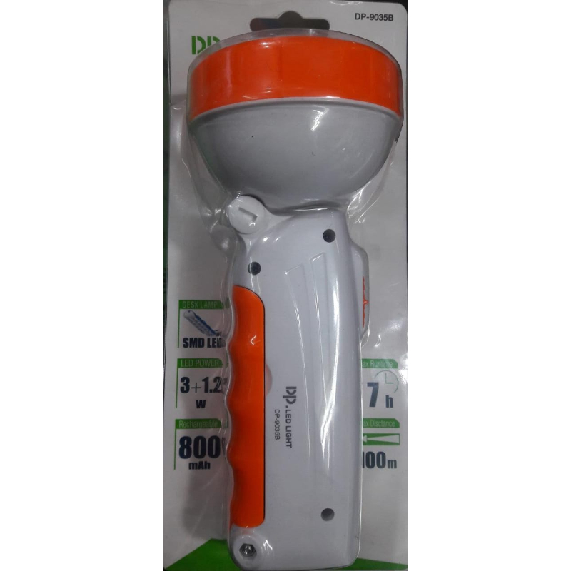 DP-9035 Rechargeable Torch Light/ 1 Watt LED Torch With Side Mounted Emergency Light