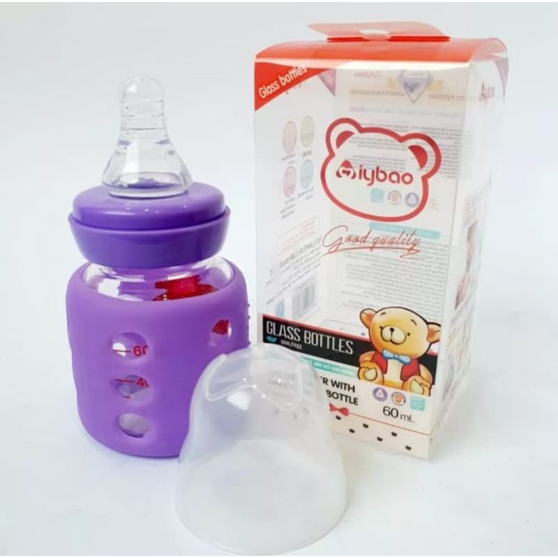 Shargeel & CO High Quality Baby Glass Feeder Bottle with Handle and Silicone Cover in 60ml