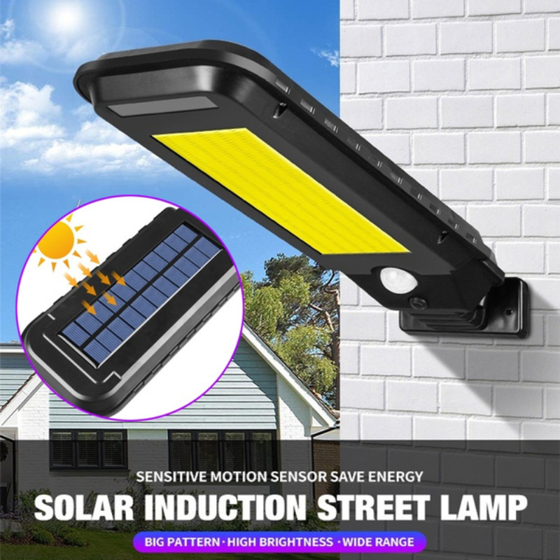 100 LED Solar Street Wall Light PIR Motion Sensor Dimmable Light Outdoor Garden