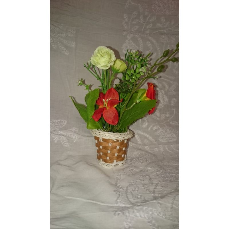 Decorated Basktet with Artificial Flowers
