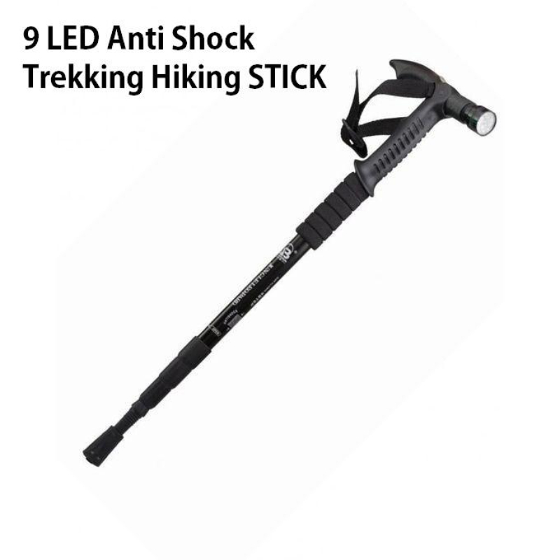 Walking And Trekking Stick High Bright LED Portable Anti Shock Trekking Pole, Hiking Stick
