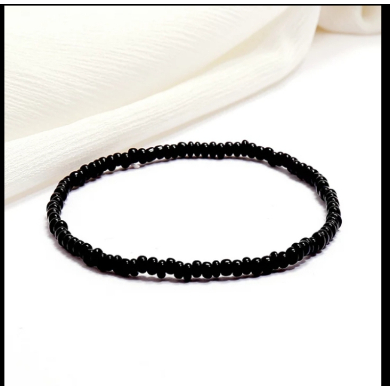 1 piece color black for anklets for women handmade elasticity girl jewerly for barefoot bracelet ankalet on leg 2021