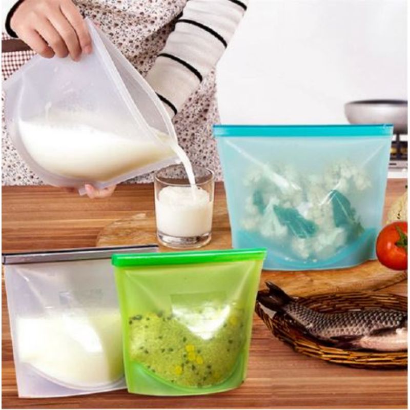 Random Color - 500ML Reusable Silicone Food Storage Bag With Zip Lock, Reusable Sandwich Bag, Food Storage Bag with Air Tight