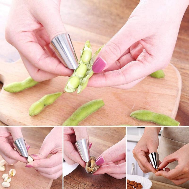 1 Piece Adjustable Stainless Steel Finger Garlic Peeler, Fruits Peeler, Stainless Steel Vegetable Peeler, Knife Finger Protection Finger Guard, New Stylish Thumb Guard Peeler,