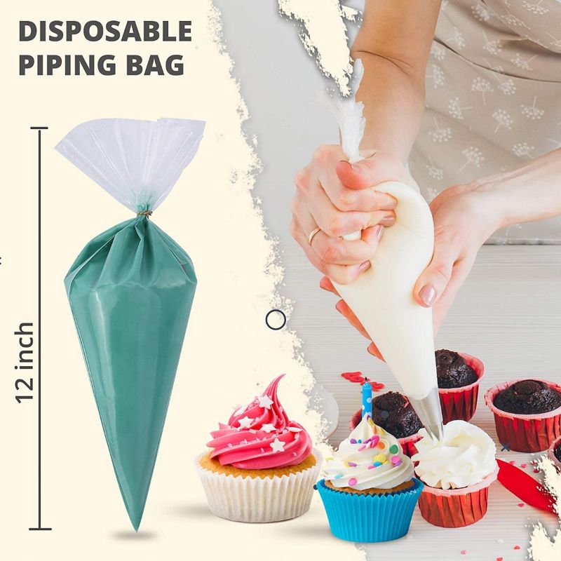 Pack of 100 - Disposable Icing Pipping Bags, Extra Thick Anti-Burst Disposable Icing Bags for Cream Frosting Cookie Cake Cupcake Decorating Tool