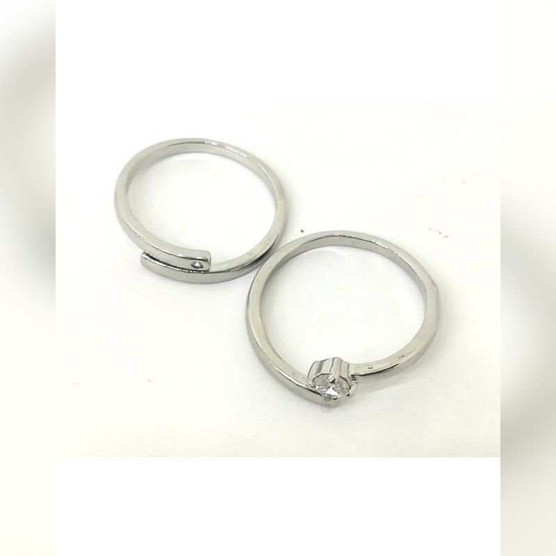 Pack Of 2 - Silver Plated Adjustable Rings for Women