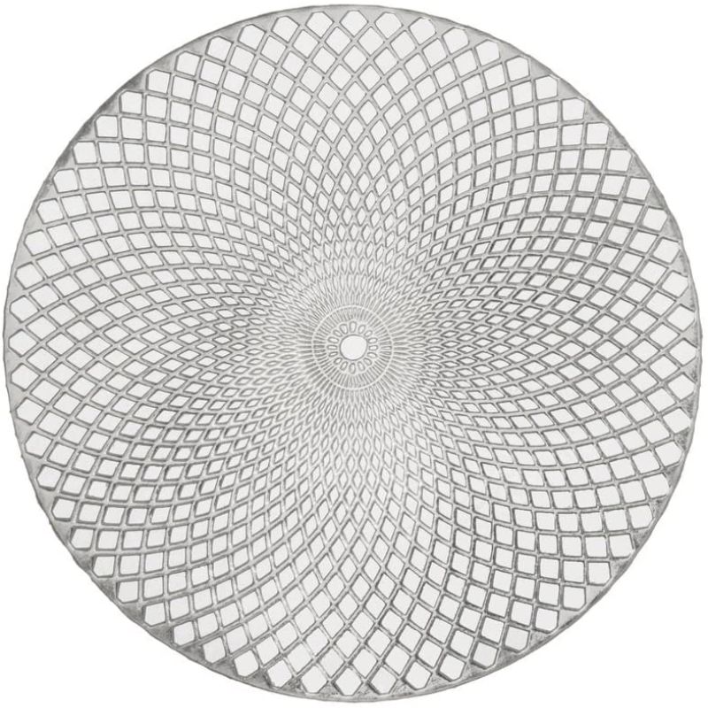 Pack of 6 - Round Placemat for Dining Table, Round Glazy Table Toppie, Glazy Table Mat, Washable Non-Slip Hollow Cut Out Pattern Placemat