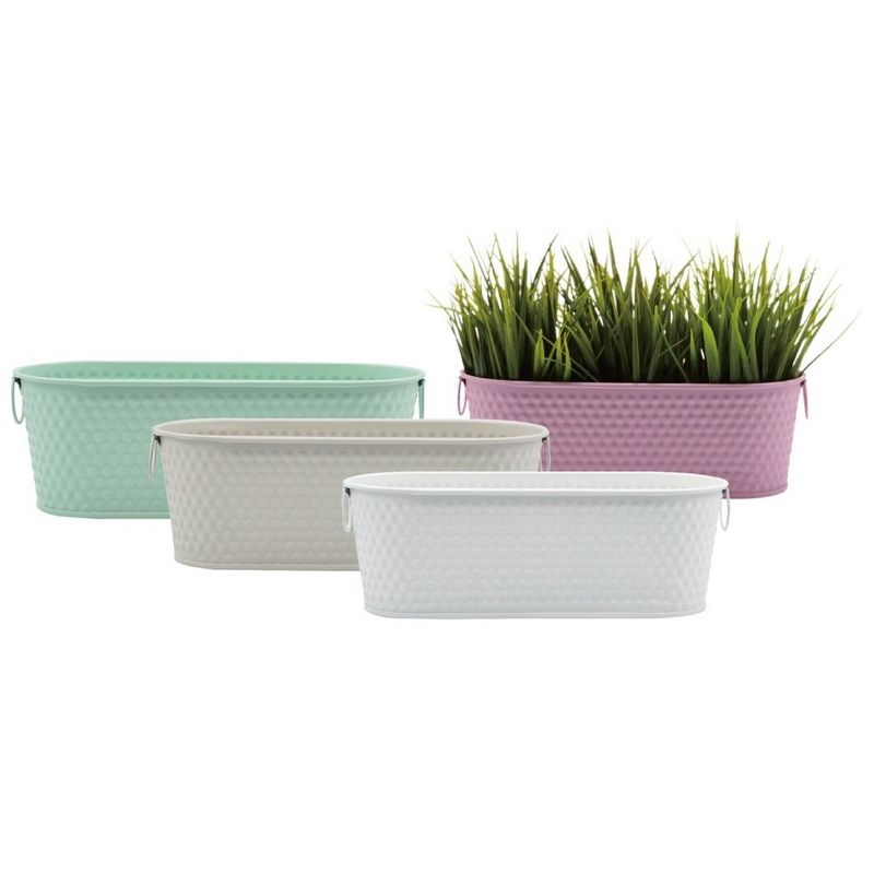 1 PC Oval Shape Metal Bucket With FREE 150g Coco Peat & Growing Medium Seeds, Metal Hanging Flower Pot Tin Basket Bucket Planters Mountable Garden Patio Holder Pot - Random Color