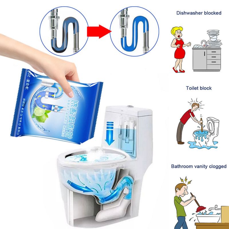 1 Packet (50 Grams) Powerful Toilet & Sink Clog Remover Drain Cleaner Powder, Pipe Quick Foaming Pipeline Dredger Toilet Clogging Dredging Powder, Drain Pipe Dec-logger Pipeline Dredger