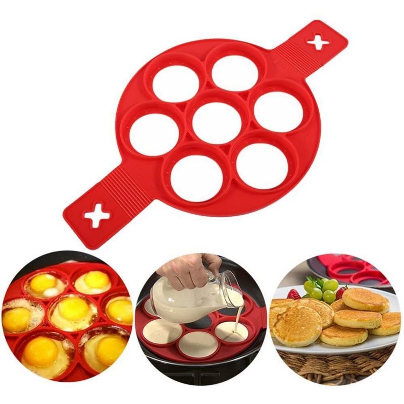 7-Cavity Silicone Material Reusable Pancake Mold 7 Circles Eggs Ring Maker Kitchen Baking Cooking Tools