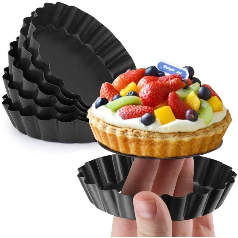 Pack of 6 - Removable Bottom Quiche Pans, Non Stick Mini Tart Pans, Non-stick Mini Pie Pans With Removeable Bottom, Tart Tins