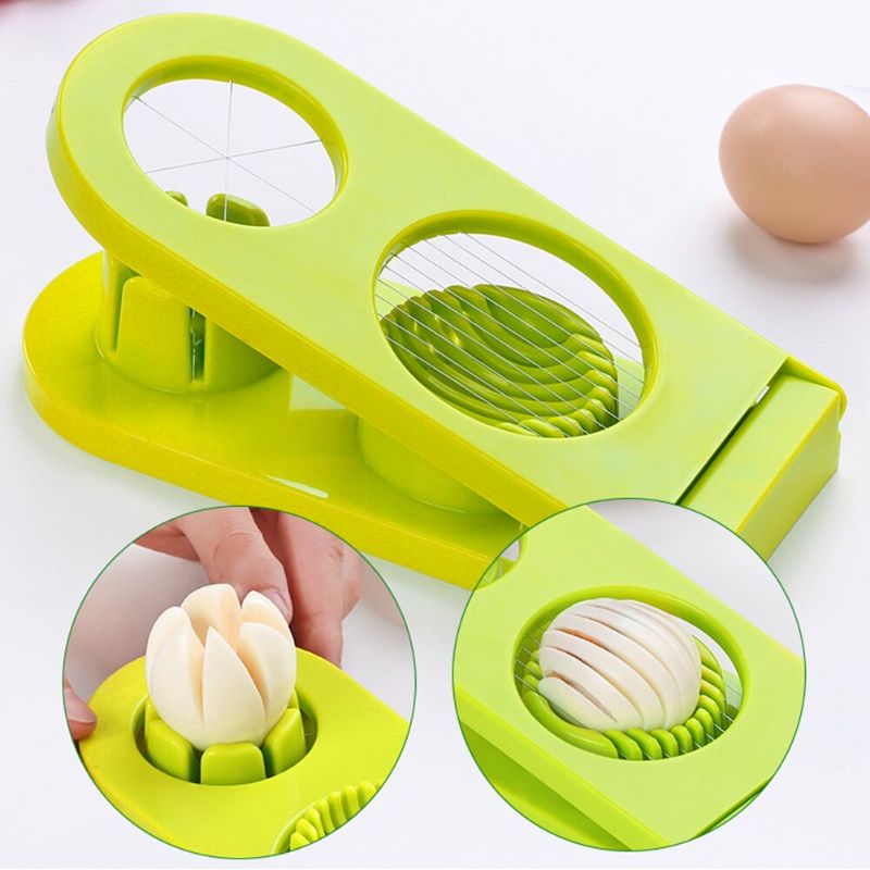 Multipurposed 2-in-1 Egg Cutter & Slicer, Plastic and Stainless Steel Boiled Egg Slicer Cutter, Mushroom Slicer Egg Cutter,