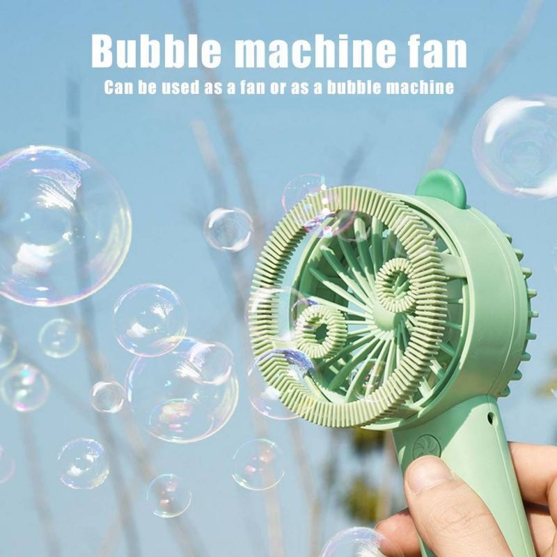 Portable USB Rechargeable Electric Bubble Machine Handheld Cooling Fan Bubble Maker Blower Toy - Random Color & Design