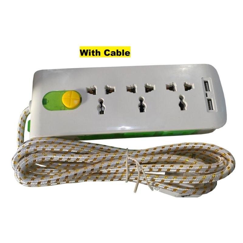 Multipurposed 9 Sockets Universal Socket Charging Extension Wired Cord With 2 USB Ports (3 Three-pins Sockets + 6 Two-pins Socket + 2 USB Charging Ports)