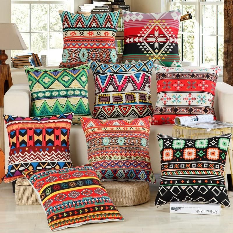Pack Of 9 Ethnic Design African Geometrical Cushions