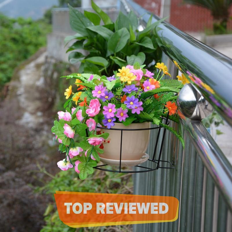 Balcony Railing Fence Outdoor Flower Pot Hanger Stand