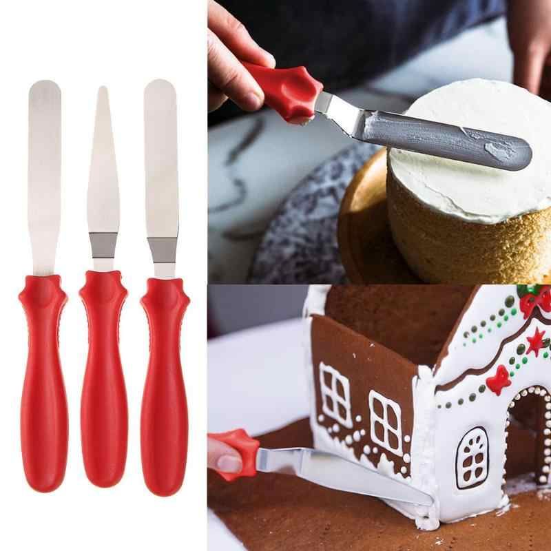 Set of 3 - Stainless Steel Buter Cake Cream Knife Spatula for Cake Smooth Icing Frosting Spreader Fondant Pastry Cake