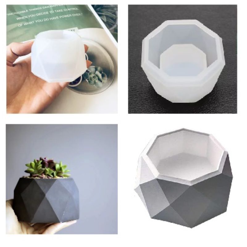 Diamond Shaped Succulent Concrete Flower Pot Epoxy Resin Candle Mold