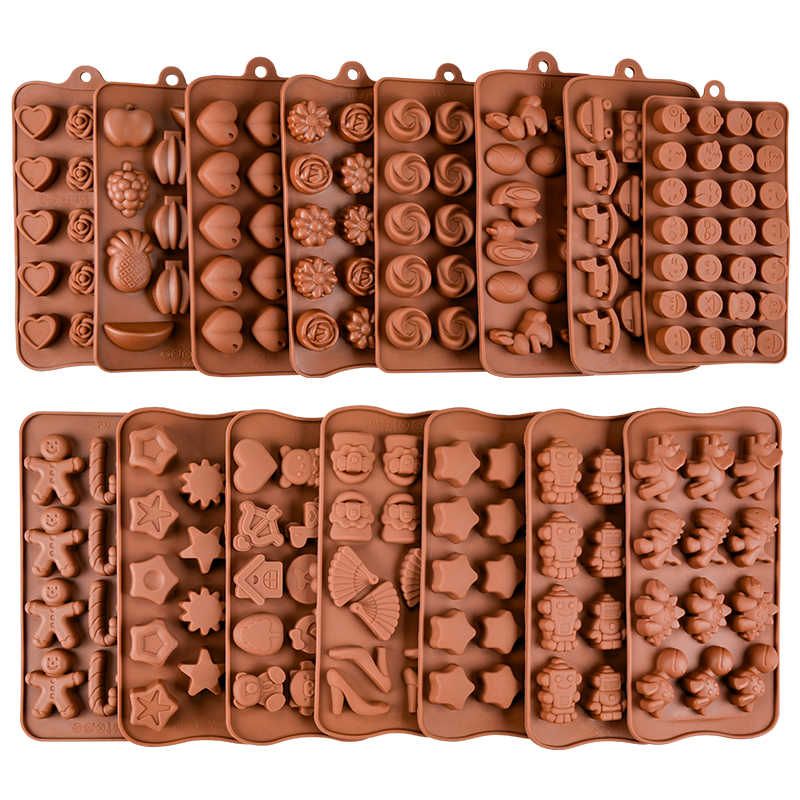 Pack of 3 - Random Design DIY Silicone Multi Cavities Chocolate Mold Cookie Baking Mould Jelly Mold Assorted Shape Cake Candy Mold, DIY Non Stick High Temperature Resistance Ice Cube Mold