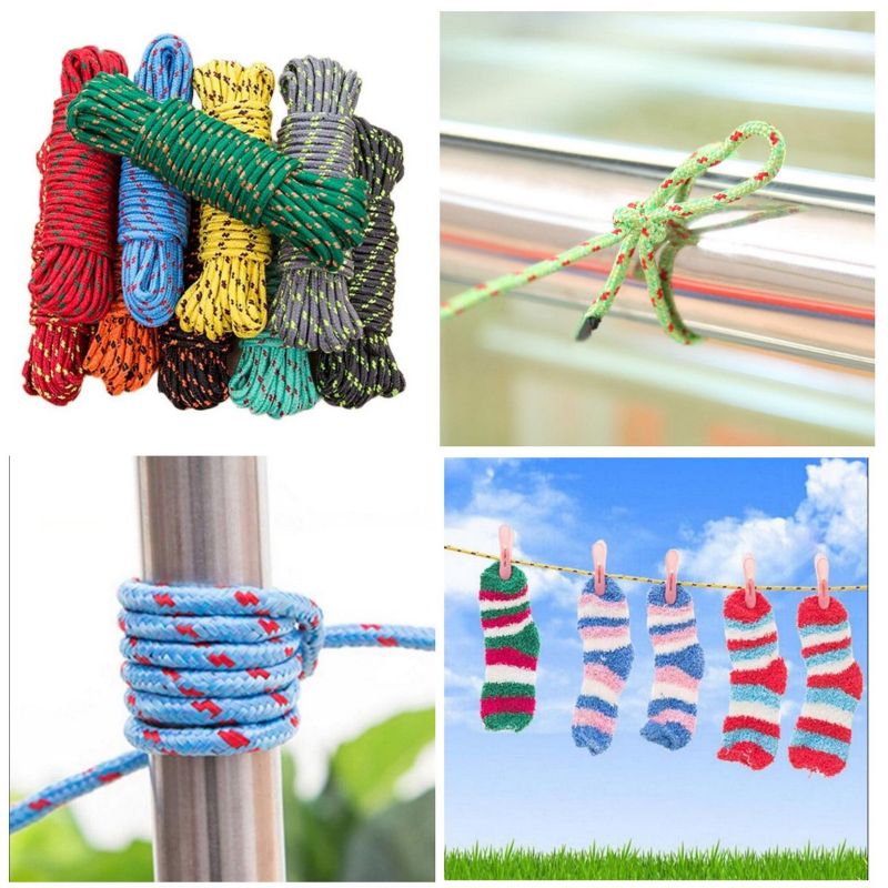 Multipurpose Assorted Color Nylon Home Hanging Nonslip Windproof Clothes Rope String - 10M
