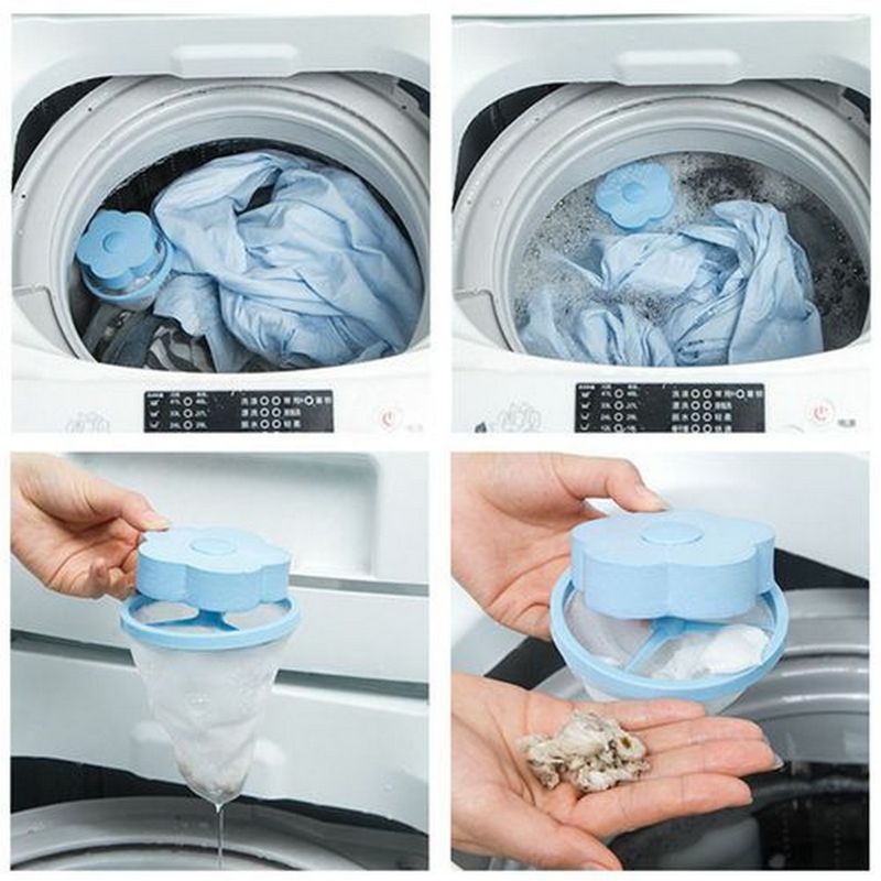 Reusable Flower Shaped Washing Machine Cleaner Laundry Catcher Mesh Filter Bag for Washing Machines Clothes Cleaning Ball