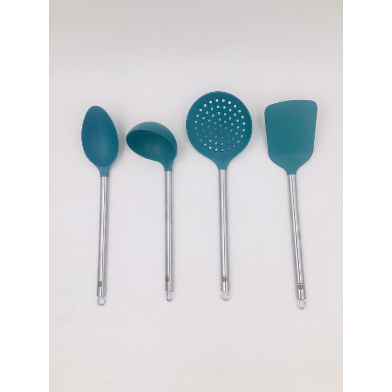 Set of 4 - Kitchen Untensils Cooking & Baking Spoons With Stainless Steel Hanging Feature Handles