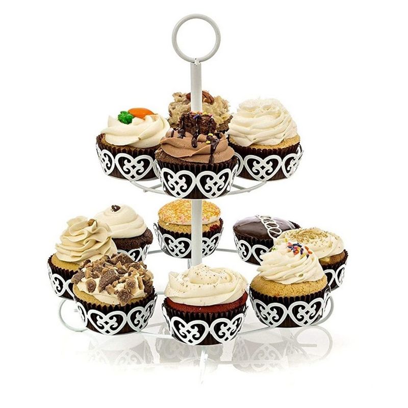 2 Tier Metal Wire White Cup Cake & Muffins Stand (12 Cavity)
