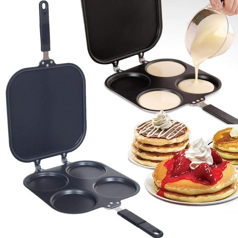 4 Grids Non-stick Pancake Maker Eggs, French Toast, Omelette, Flip Jack & Crepes Pan