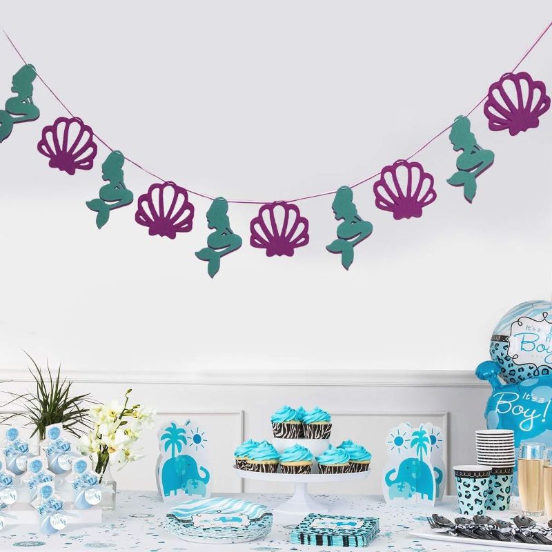 Mermaid Seashell Party Banner For Kid Birthday Party Decoration