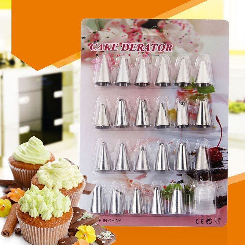 24Pcs/set Cake Nozzle Icing Piping Pastry Nozzles Russian Tulip Nozzle Kits DIY Baking Tools Pastry Tips, 24 Piece's Cake Decorating Kit - 23 Stainless Steel Nozzles With 1 Coupler