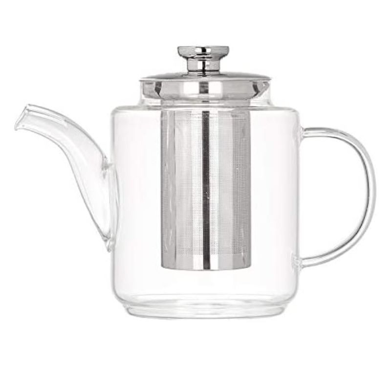 1200ml Square Glass Teapot with Heat Resistant Stainless Steel Infuser, Borosilicate Glass Teapot, Glass Tea Kettle, Loose Blooming Leaf Tea