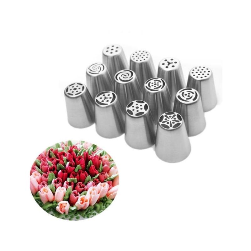 Pack Of 12 - Assorted Stainless Steel Icing Nozzles