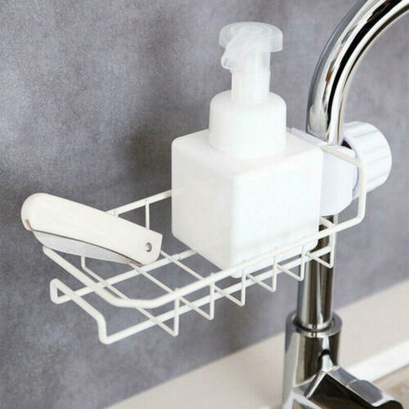 Faucet Storage Rack, Stainless Steel Sink Faucet Sponge Holder Sink Caddy Organizer for Kitchen & Bathroom Accessories