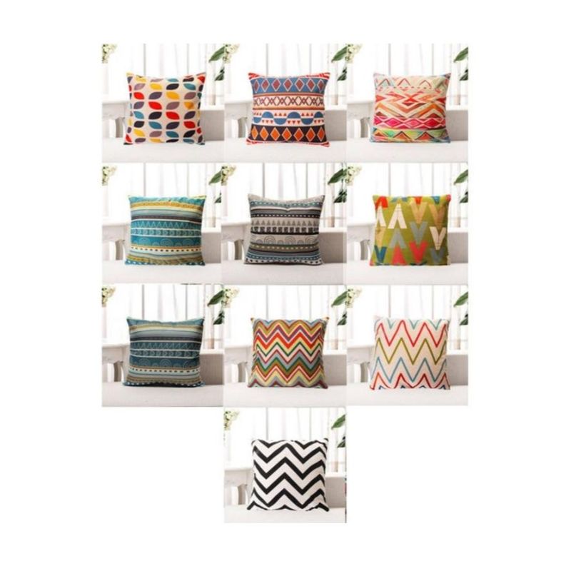 Pack of 10 - Ethnic Design Cushions - Multicolor