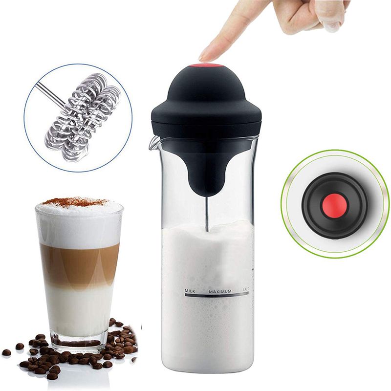 Battery Operated Milk Frother 450ml, Electric Foamer Coffee Foam Maker Milk Shake Mixer, Battery Operated Coffee Maker, Protein Shaker Battery Operated Latte Cappuccino Frothing Pitcher, Automatic Mixer Electric Egg Beater Frother Stirrer