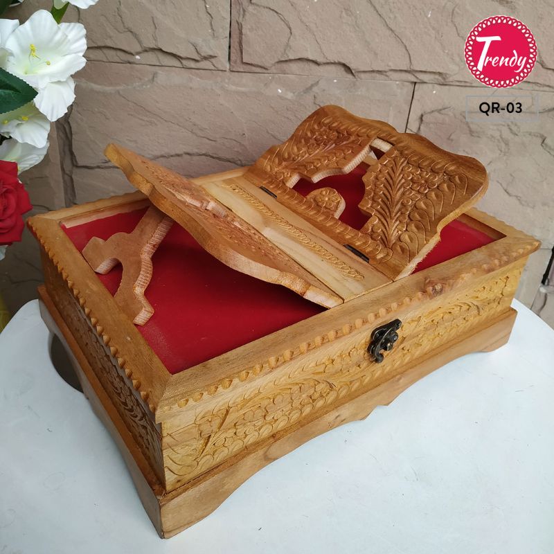 Wooden Quran Box & Rehail Carved 2 In 1