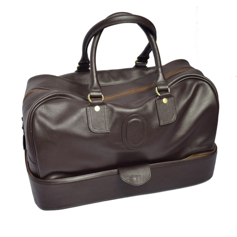 Trendy Original Leather Duffel Bag with Two Portion