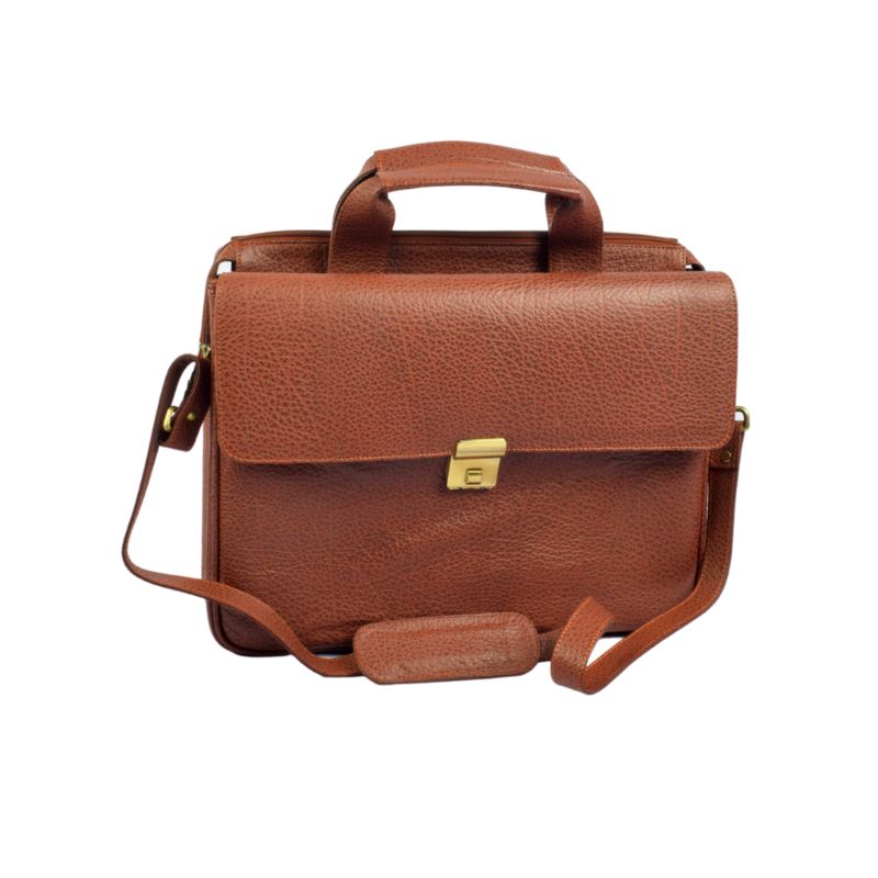 Trendy Luxury Full Grain Buffalo Leather Messenger Bag/Executive Shoulder Satchel Briefcase (Mustard Brown)