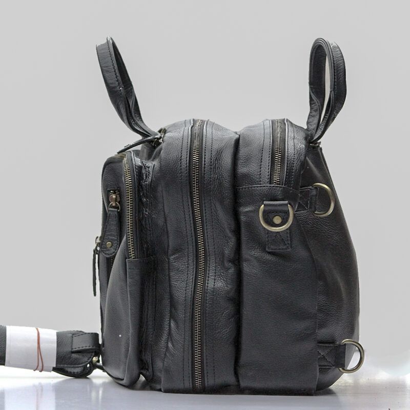Original Top Quality Leather Bag, Multipurpose Mens Duffel Black