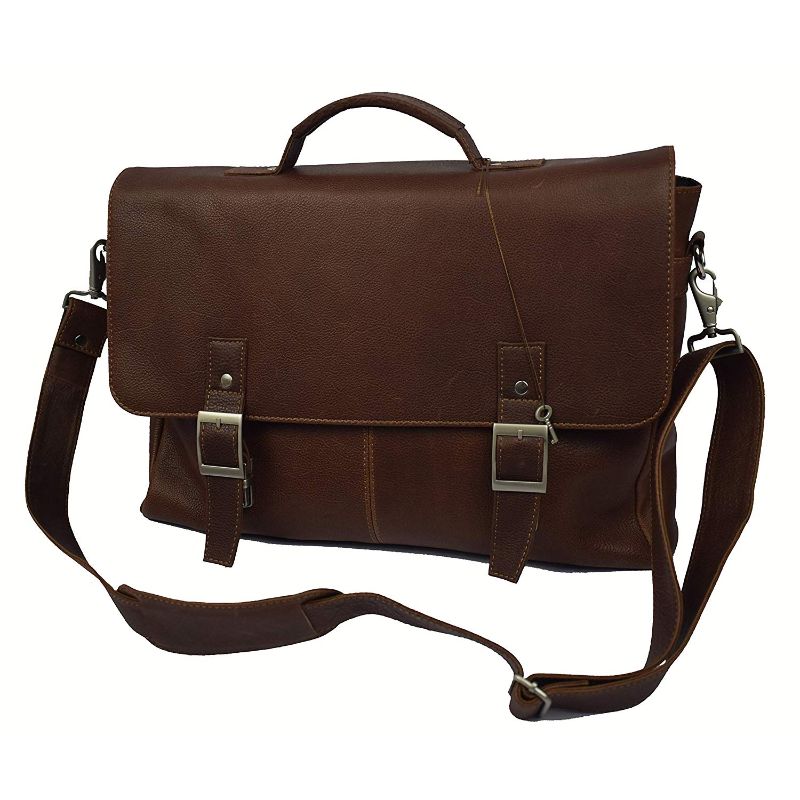Trendy Luxury Full Grain Buffalo Leather Messenger Bag/Executive Shoulder Satchel Briefcase (Vintage Brown)