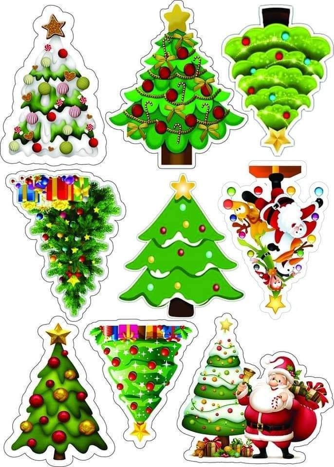 10 Pcs/Pack Of Christmas Decal Stickers For Laptop Mobiles Tablet Bike Car Fridge Etc